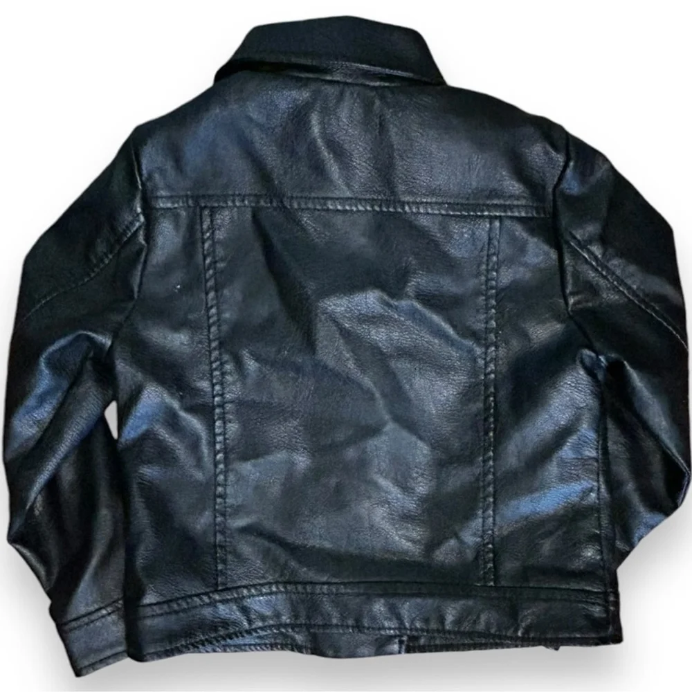 NWOT Primark Girls Vegan Black Leather Motorcycle Jacket- Size 4 - Picture 4 of 5